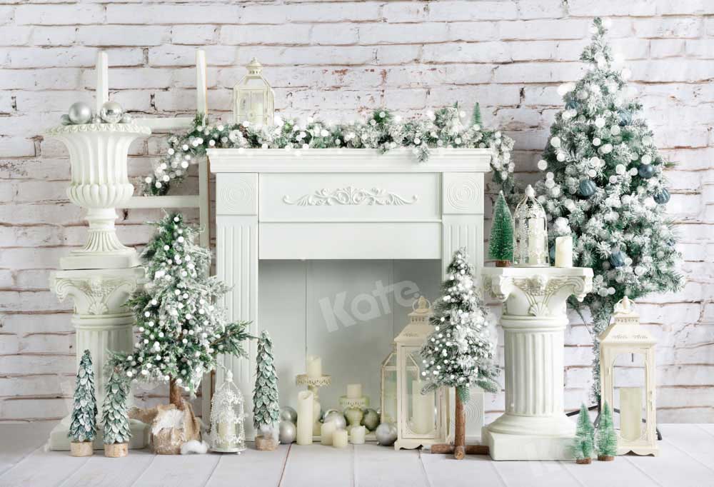 Kate Christmas Fireplace Backdrop Tree Candle Designed by Emetselch