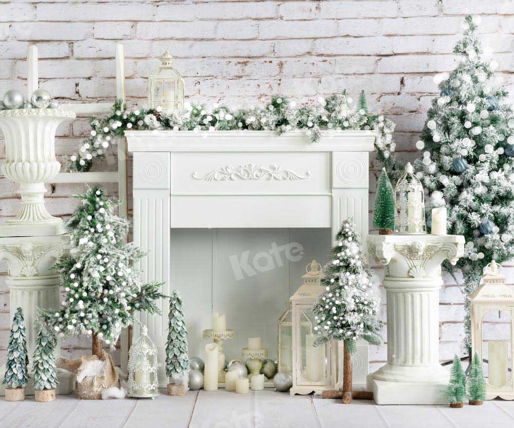 Kate Christmas Fireplace Backdrop Tree Candle Designed by Emetselch