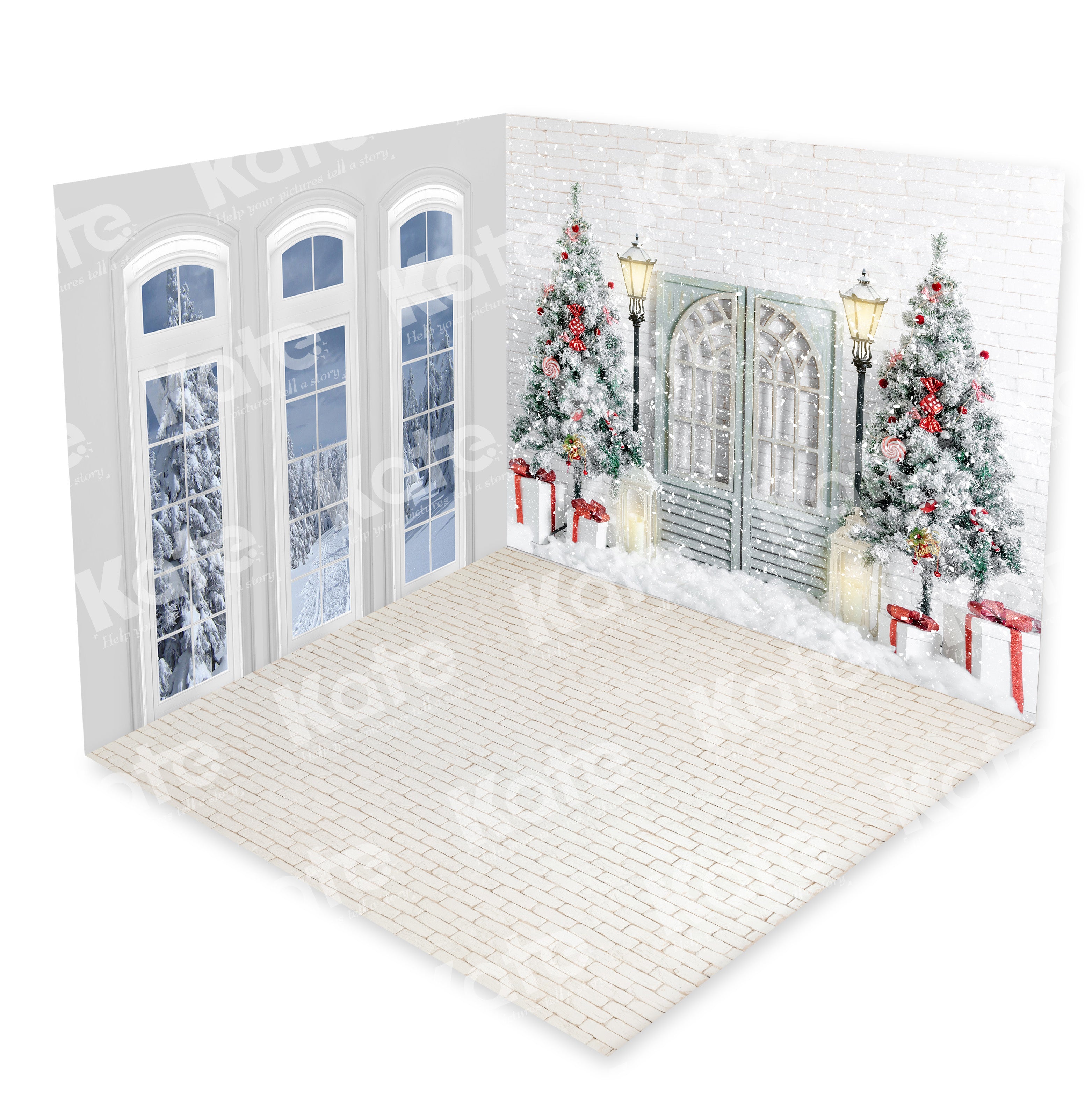 Kate Christmas White Window Tree Room Set(8ftx8ft&10ftx8ft&8ftx10ft)