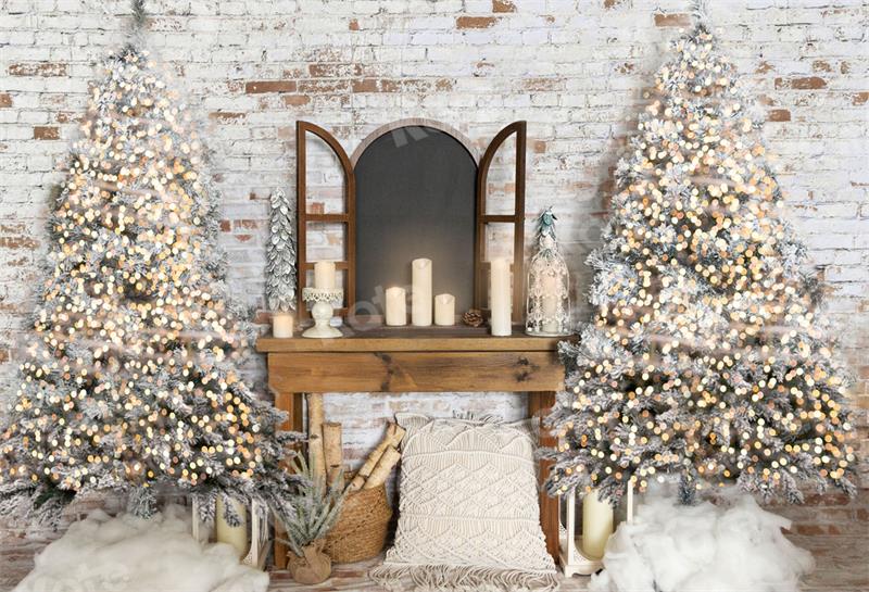 Kate Winter Backdrop Christmas Tree Candle for Photography