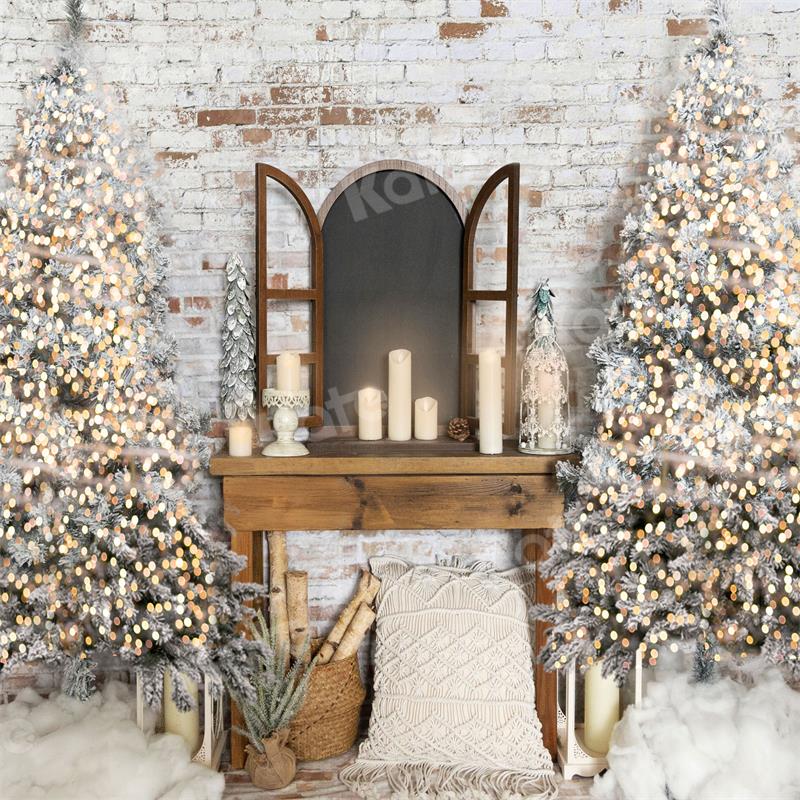 Kate Winter Backdrop Christmas Tree Candle for Photography