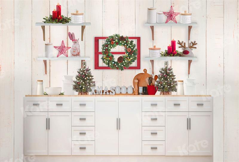 Kate Christmas Backdrop White Kitchen for Photography