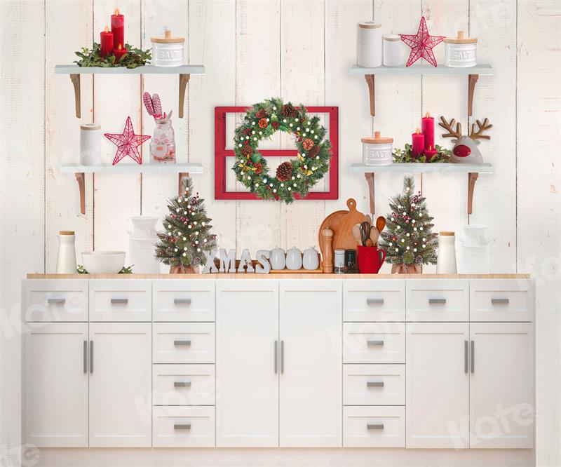 Kate Christmas Backdrop White Kitchen for Photography