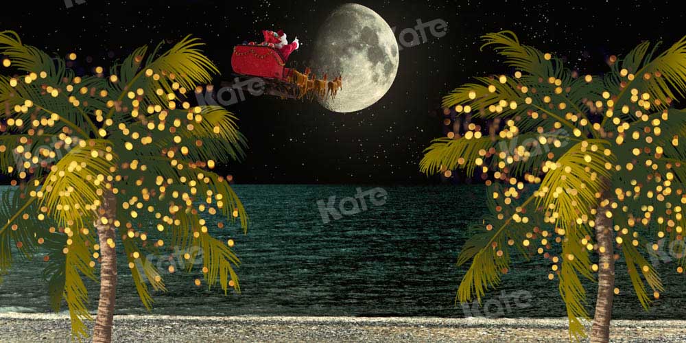 Kate Christmas Backdrop Coconut Tree Night Designed by Chain Photography