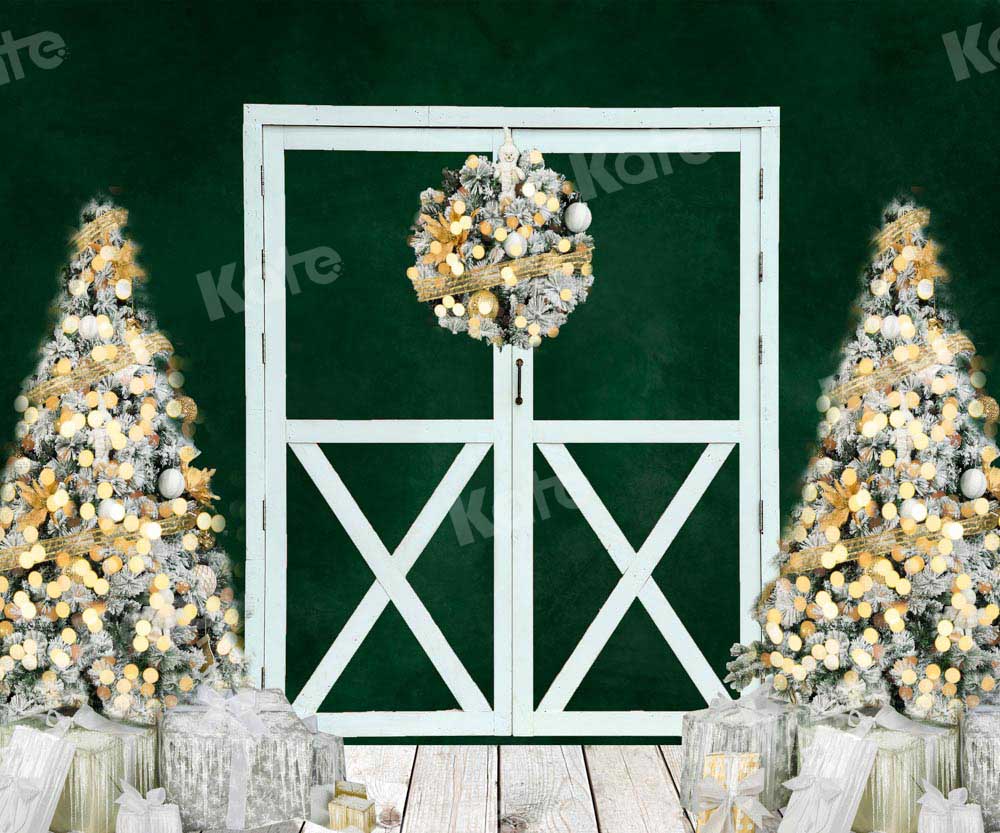 Kate Christmas Backdrop Tree Green Wall Designed by Chain Photography