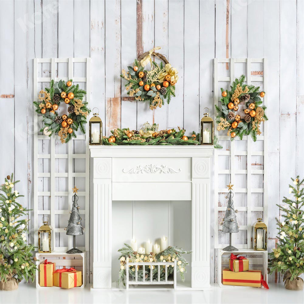 Kate Christmas Backdrop Fireplace Golden Designed by Emetselch