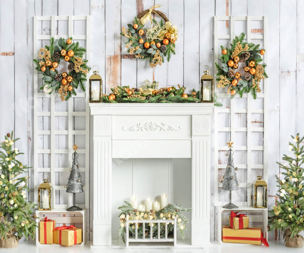 Kate Christmas Backdrop Fireplace Golden Designed by Emetselch