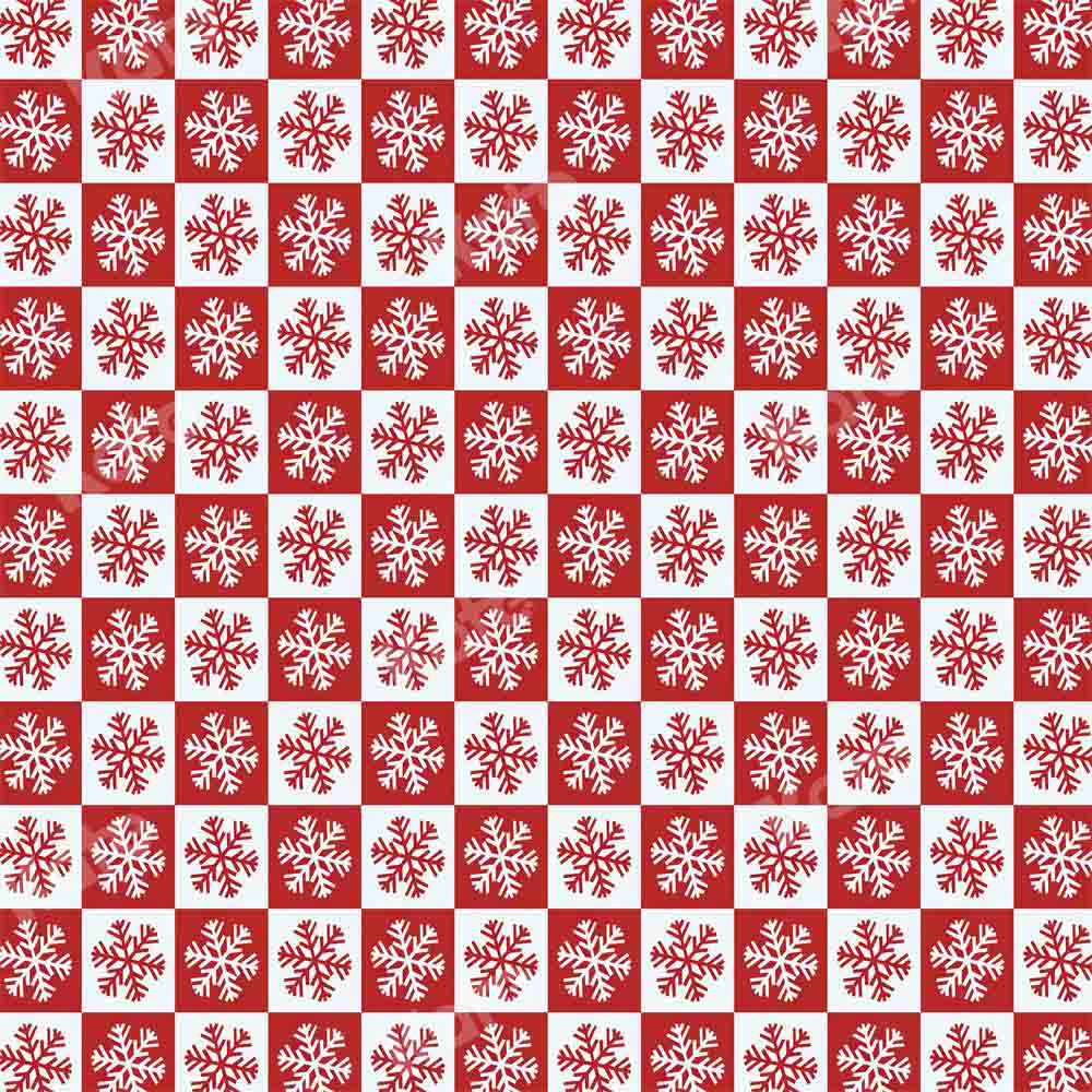 Kate Christmas Backdrop Winter Checkered Snow Designed by Chain Photography