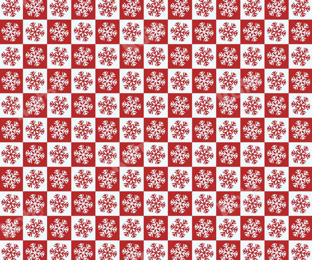 Kate Christmas Backdrop Winter Checkered Snow Designed by Chain Photography