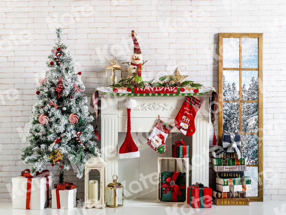 Kate Christmas Backdrop Window Fireplace Designed by Emetselch