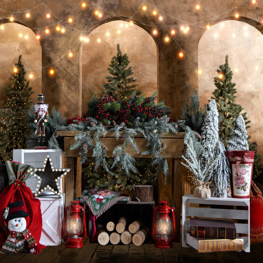 Kate Christmas Fireplace Backdrop Wall for Photography