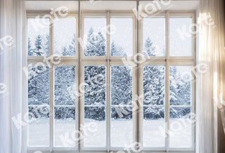 Kate Winter Outwindow Snowing Printed Backdrop Designed by Chain Photography