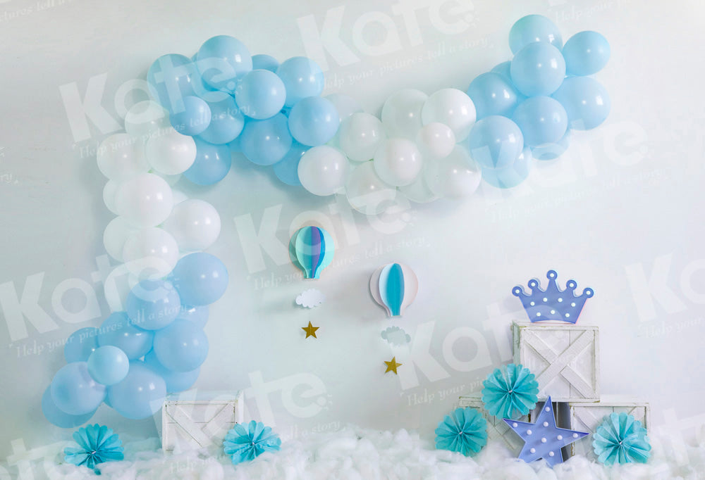 Kate Blue Balloons Cake Smash Backdrop Hot Air Designed by Emetselch