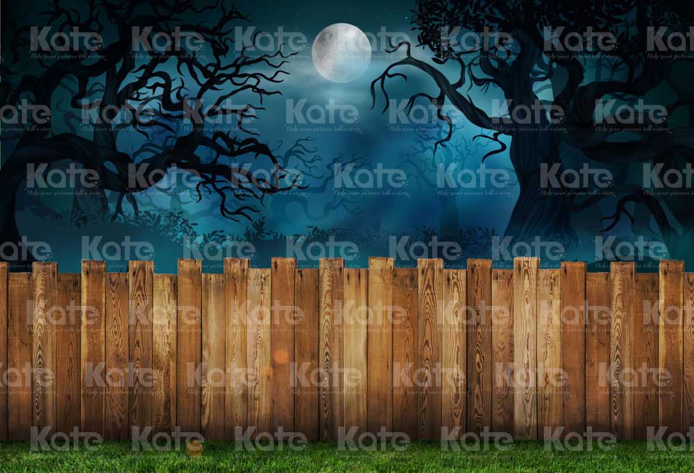 Kate Halloween Night Fence Grass Backdrop Designed by Chain Photography