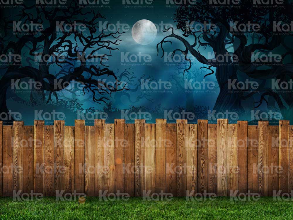 Kate Halloween Night Fence Grass Backdrop Designed by Chain Photography