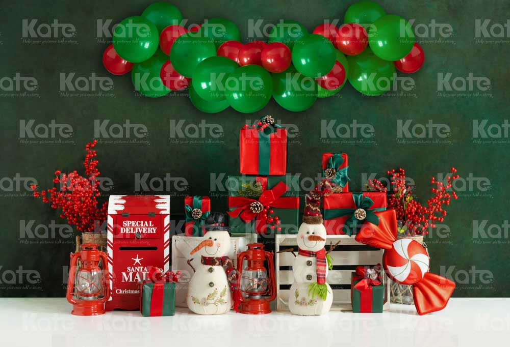 Kate Christmas Green Wall Gifts Backdrop Designed by Emetselch