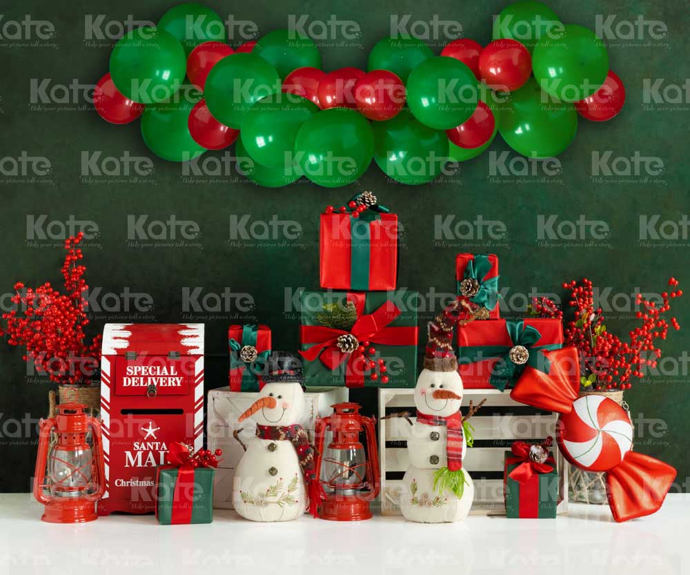 Kate Christmas Green Wall Gifts Backdrop Designed by Emetselch