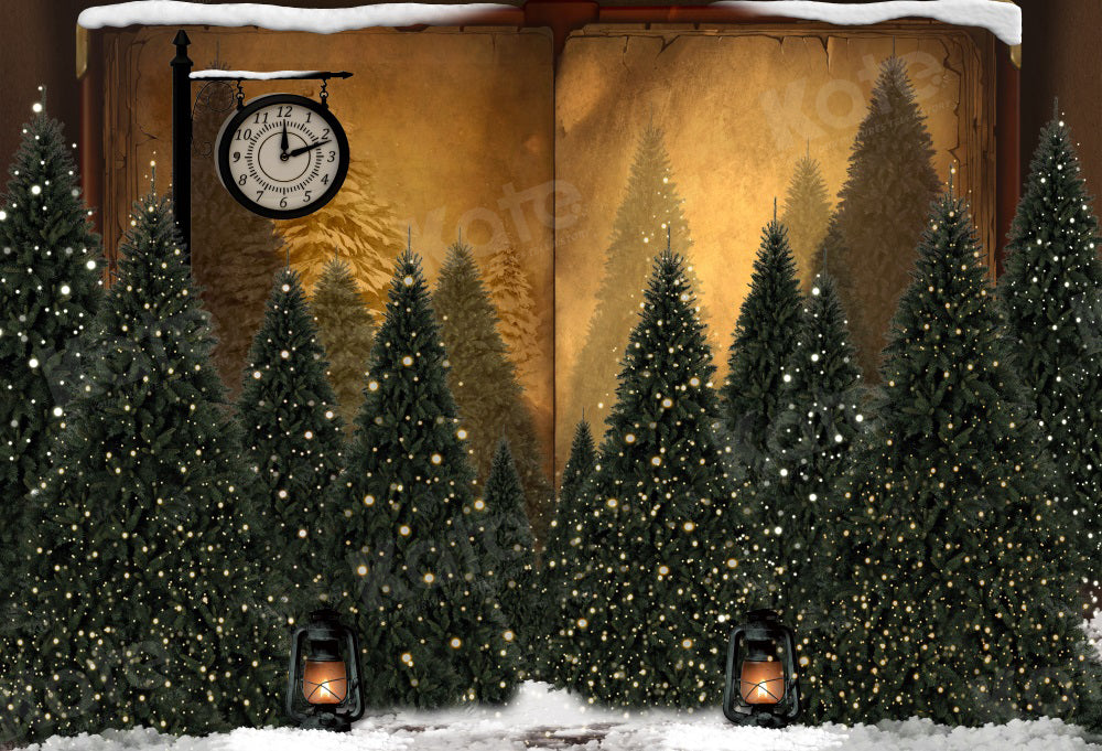 Kate Magic Christmas Trees Clock Backdrop for Photography