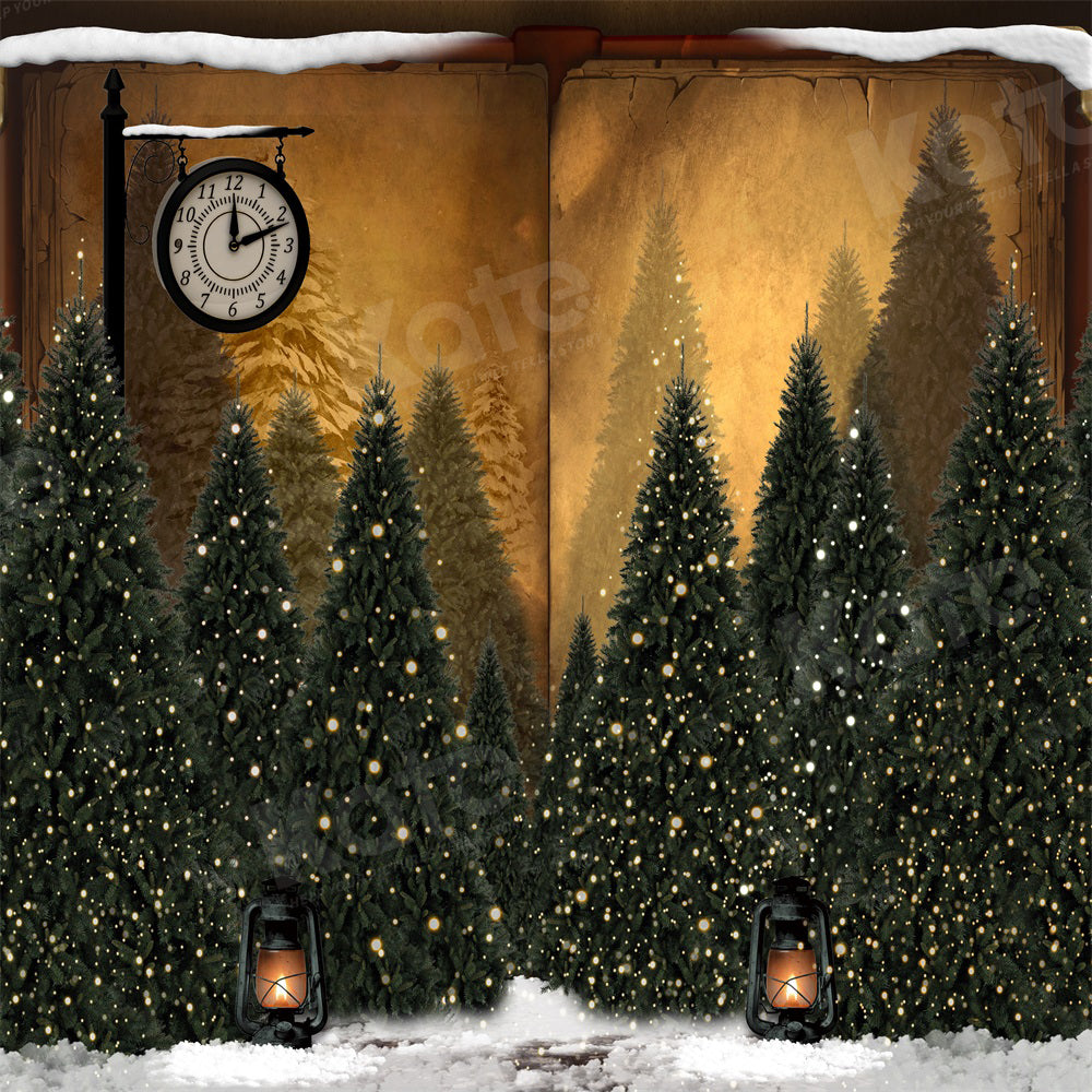 Kate Magic Christmas Trees Clock Backdrop for Photography