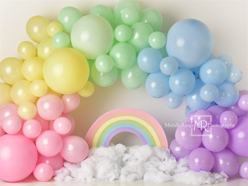 Kate Pastel Rainbow Balloon Arch Backdrop Designed by Mandy Ringe Photography