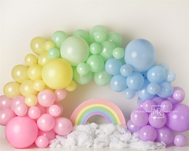 Kate Pastel Rainbow Balloon Arch Backdrop Designed by Mandy Ringe Photography