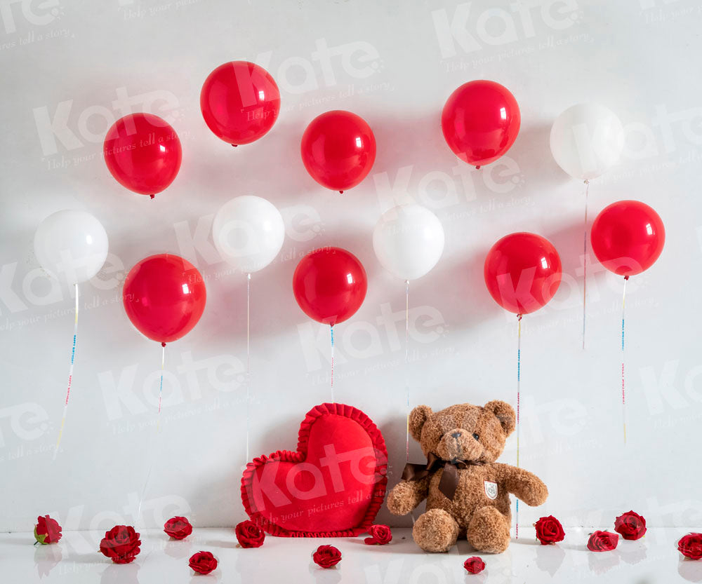 Kate Valentine's Day Balloons Teddy Bear Backdrop Designed by Emetselch