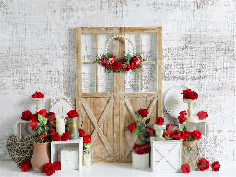 Kate Valentine's Day Rose White Wall Backdrop for Photography