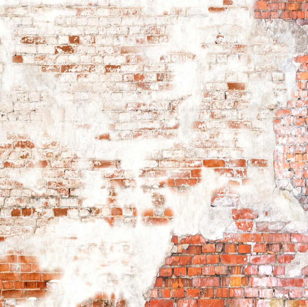 Kate Old Shabby White Red Brick Wall Backdrop Designed by Kate Image