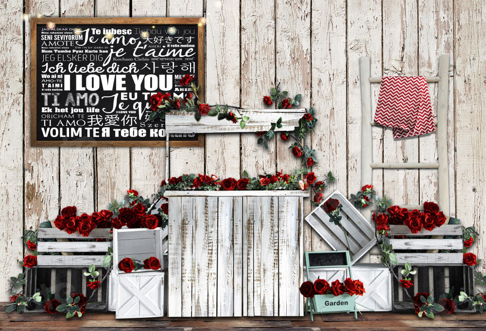 Kate Valentine's Day Store Blackboard I love you Backdrop for Photography
