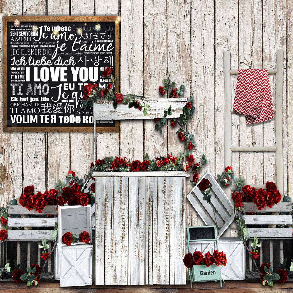 Kate Valentine's Day Store Blackboard I love you Backdrop for Photography