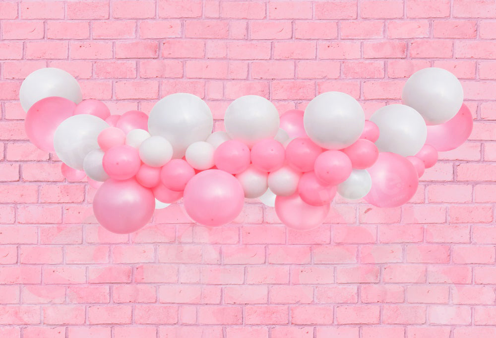 Kate Pink Balloons Brick Wall Backdrop for Photography