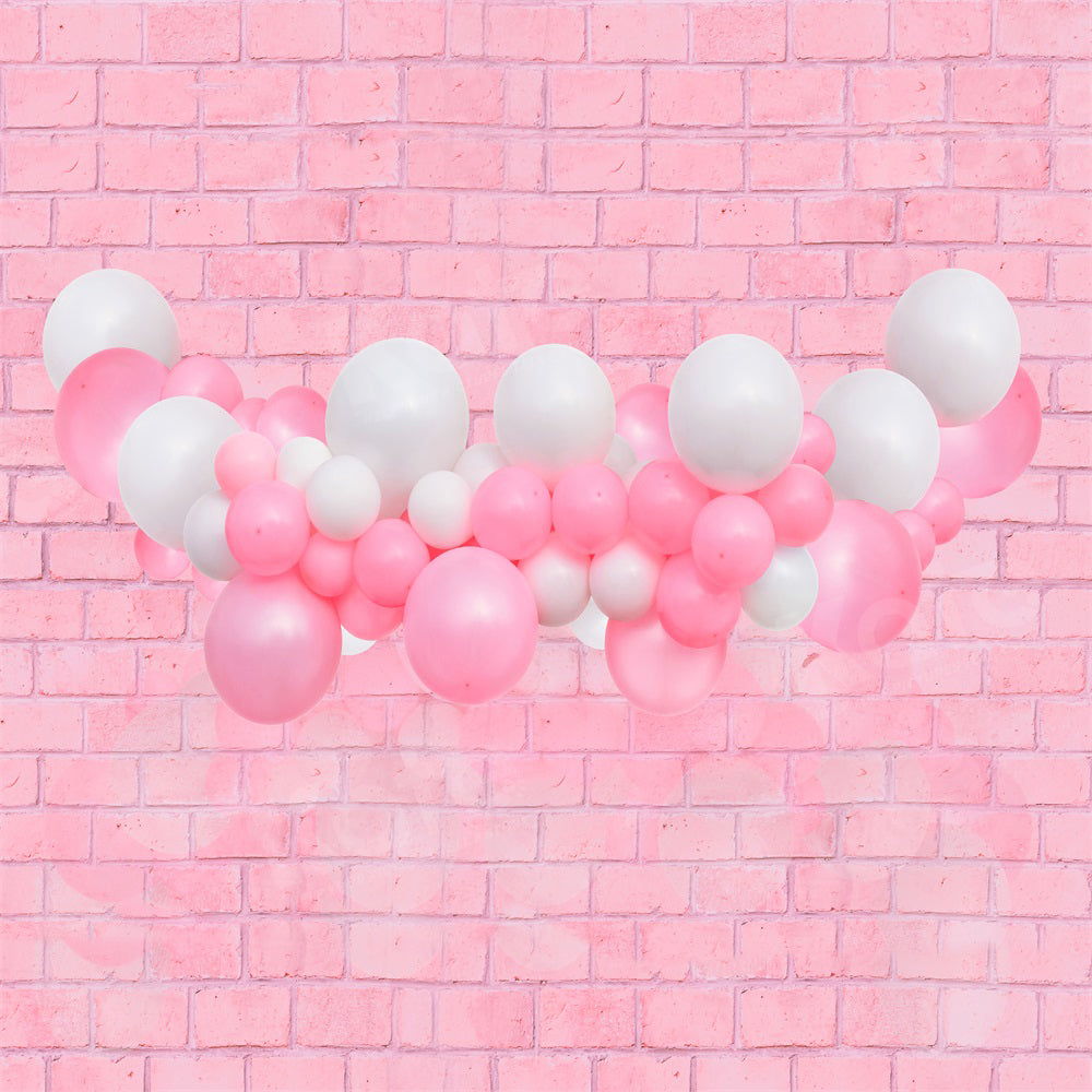 Kate Pink Balloons Brick Wall Backdrop for Photography