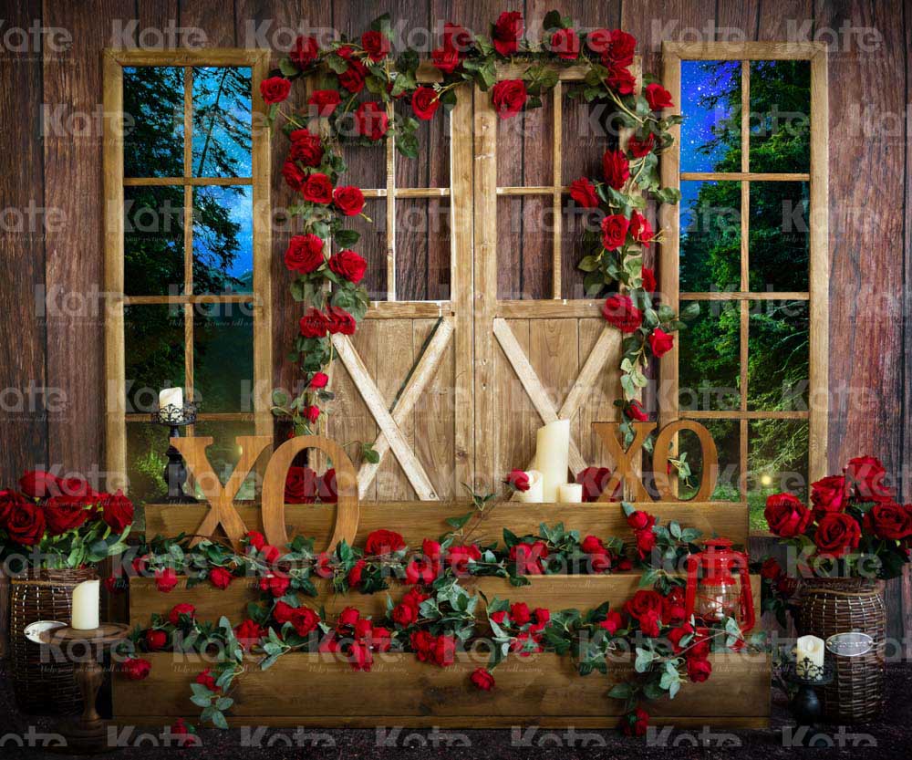 Kate Valentine's Day XOXO Vintage Window Backdrop Designed by Emetselch