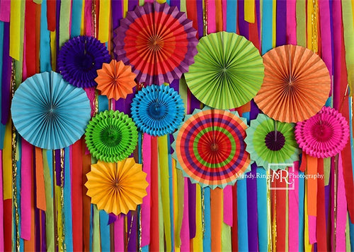 Vibrant Rainbow Streamers and Fans Backdrop