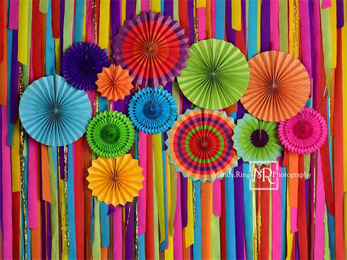 Vibrant Rainbow Streamers and Fans Backdrop