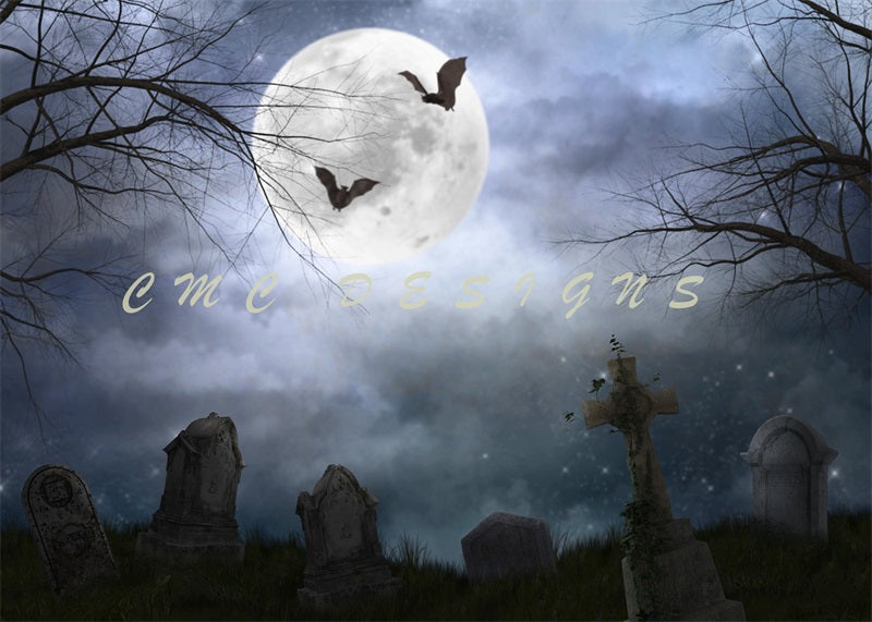 Kate Halloween Graveyard at Night Backdrop Designed by Candice Compton