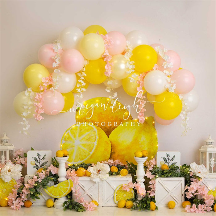 Lemon Citrus Balloon Floral Backdrop