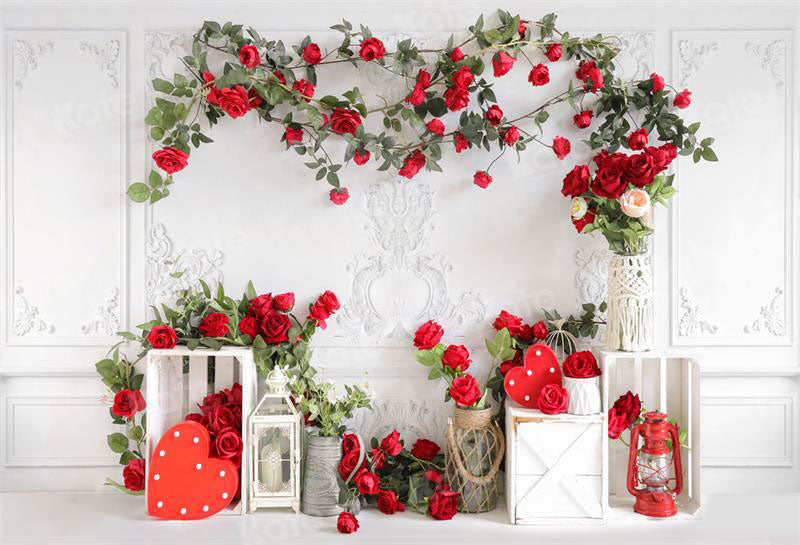 Kate Valentine's Day Backdrop White Vintage Wall for Photography
