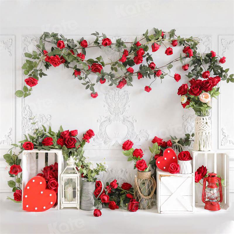 Kate Valentine's Day Backdrop White Vintage Wall for Photography