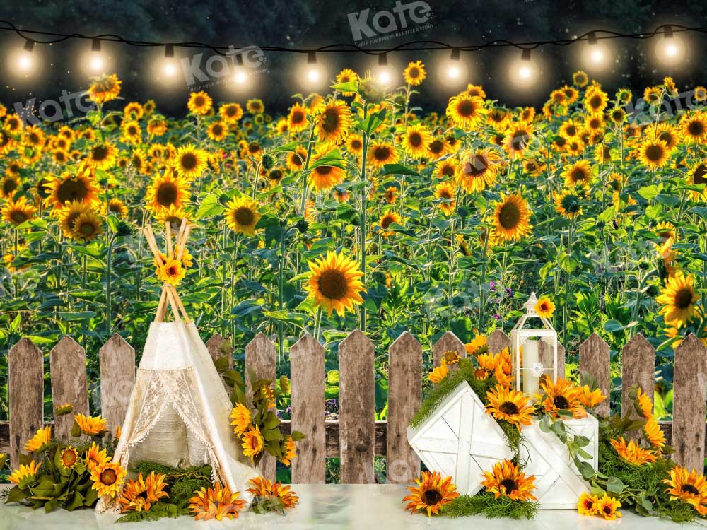 Kate Boho Autumn Sunflower Backdrop Designed by Emetselch