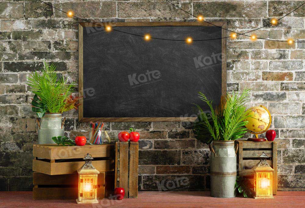 Kate Boho Back to School Blackboard Brick Wall Backdrop Designed by Emetselch