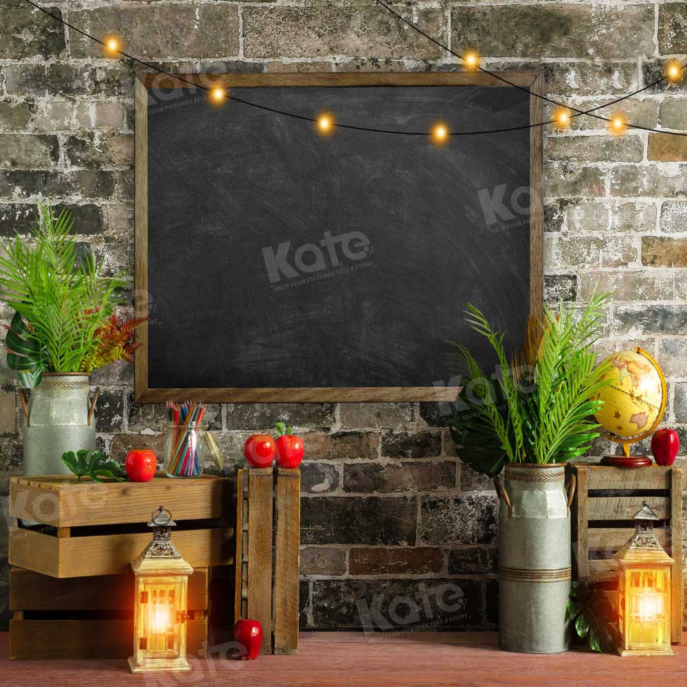 Kate Boho Back to School Blackboard Brick Wall Backdrop Designed by Emetselch