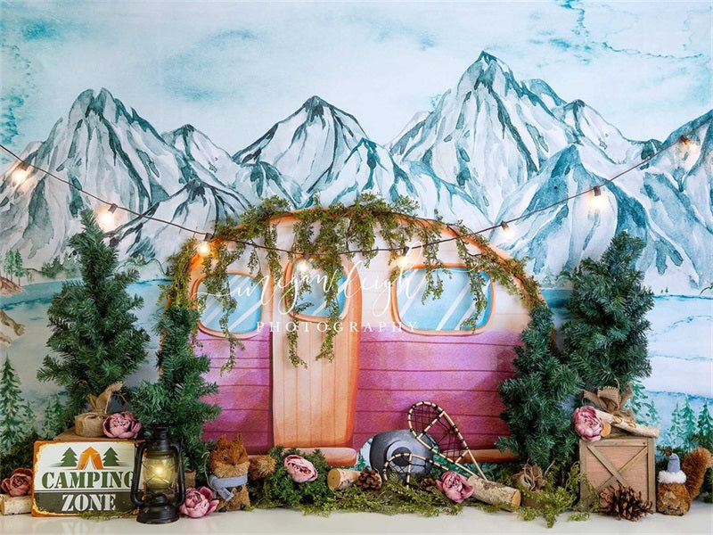 Kate Camper Girl Cake Smash Backdrop Designed by Megan Leigh Photography