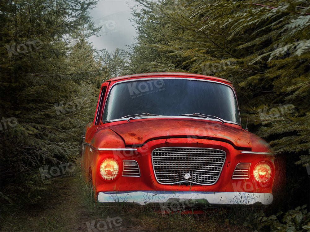 Kate Autumn/Winter Trees Red Car Backdrop for Photography