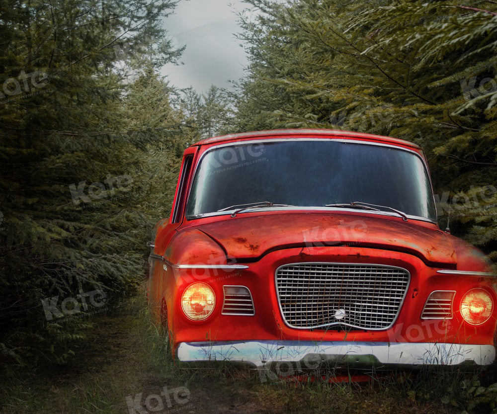 Kate Autumn/Winter Trees Red Car Backdrop for Photography
