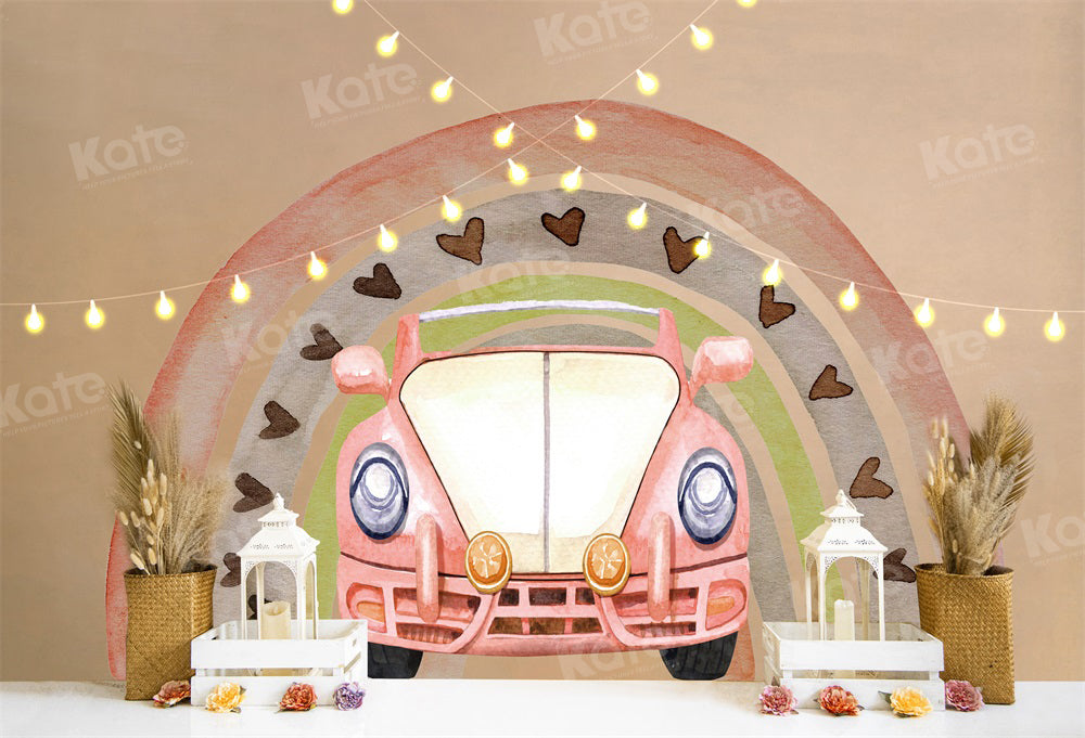 Kate Boho Rainbow Car Cake Smash Backdrop for Photography
