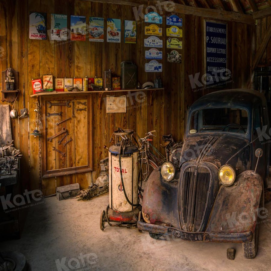 Car Riding Shop Background Rustic Vintage Garage Car Workshop Backdrop
