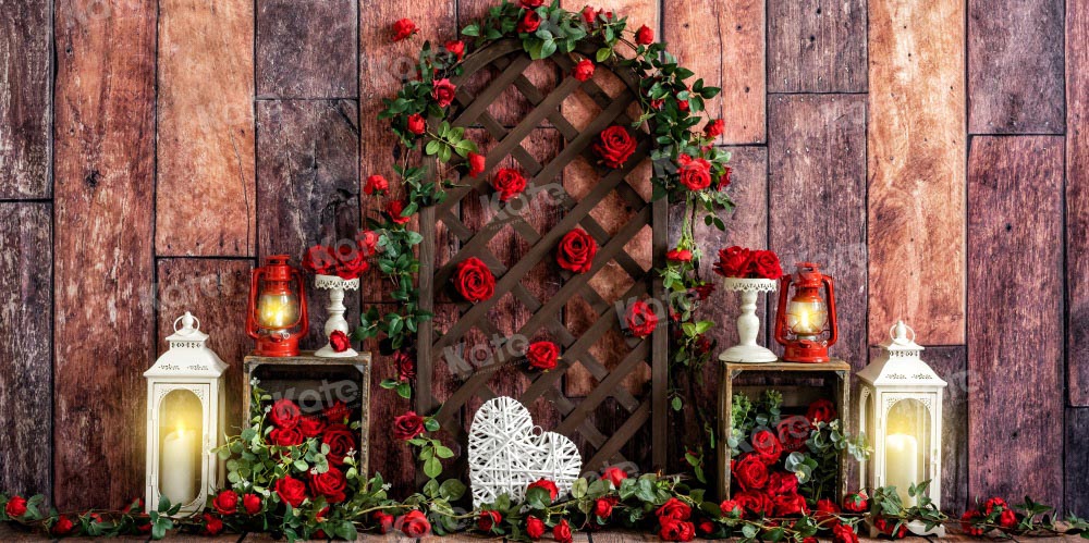 Kate Valentine's Day Rose Window Vintage Wood Barn Backdrop Designed by Emetselch