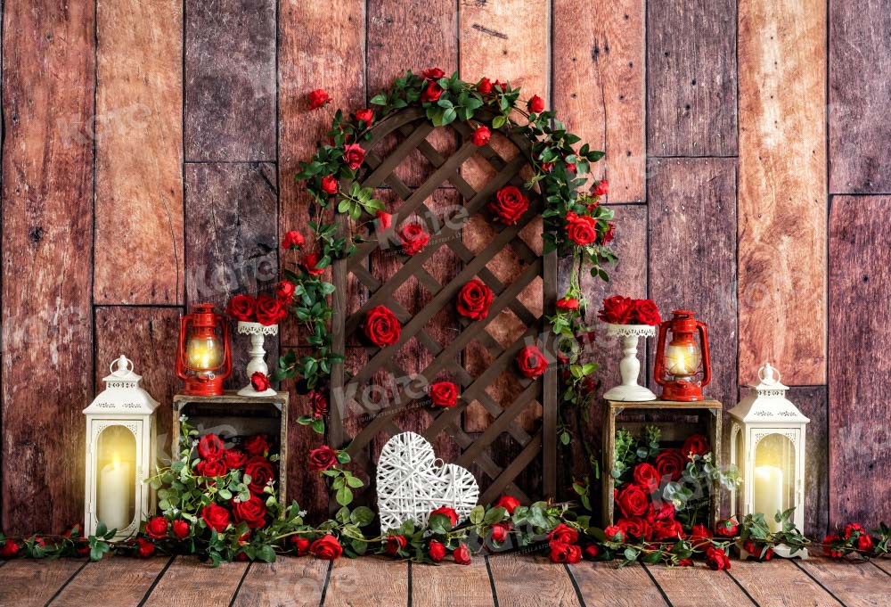 Kate Valentine's Day Rose Window Vintage Wood Barn Backdrop Designed by Emetselch