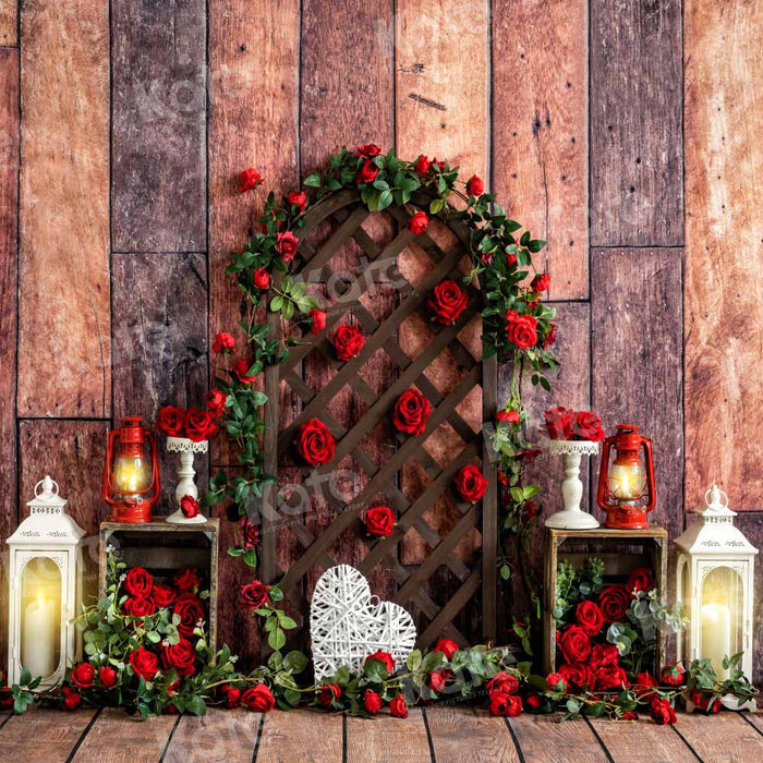 Rustic Rose Garden Vintage Wood Backdrop